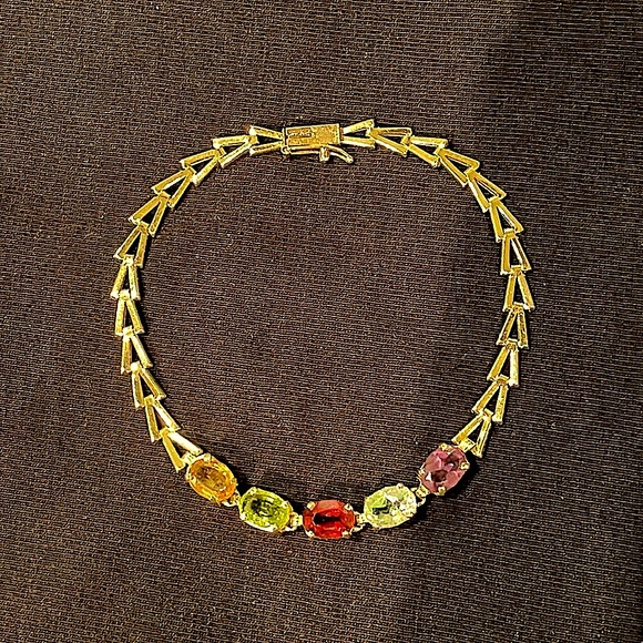 Jewelry - 14K Gold 5-Stone Bracelet. Amethyst, Aquamarine, Garnet, Peridot, & Citrine Gems